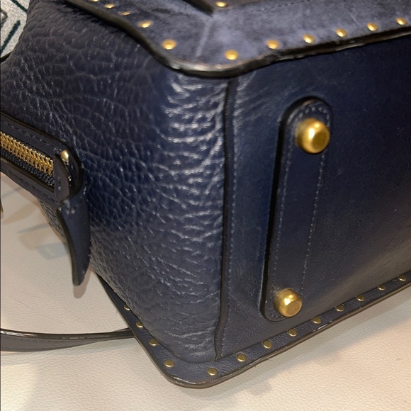 Coach Navy Dreamer 36 Border Rivets Leather Handbag - Picture 12 of 17